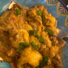 This was tasty but I didn’t get cheeseburger vibes at all, mainly taco or Mexican vibes. Next time I will add regular mustard and maybe some pickles on top instead of green onions. Over all, really easy to make and tasted good.