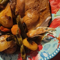 It's a decent meal, I will def. Be searing chicken before cooking next time. :) Also, add some melted stick butter to sauce, mixes delicious w. tomato medley. 
