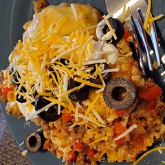 I only used 1 pound of ground beef and 2 tablespoons of the taco seasoning. It was delicious. I will definitely make this again. 