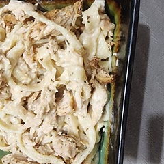 I used homemade noodles and it turned out amazing.  My son couldn't get enough