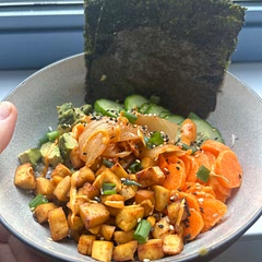 Used carrots instead of radishes and kimchi instead of ginger and it was really good. The tofu was very flavourful too will definitely marinate it overnight from now on