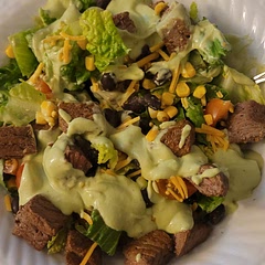Changed cheese based off of what we had in the fridge. Such a good salad, well probably make this often