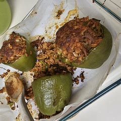 Delicious! I did season the meat as it cooked, and I also put the peppers in the oven while I cooked the stuffing, we like them soft. Seeing as this is 6 peppers, I think this is 6 servings, not 4 but 🤷🏻‍♀️