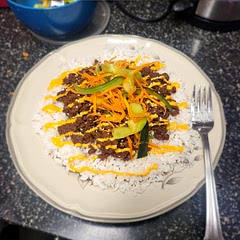 Added spicy mayo with cucumber and carrots soaked in white vinegar and sugar