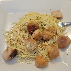 I had leftover scallops I needed to use so I used them instead and put it all on top of angel hair pasta. It was so simple but sooooo good!