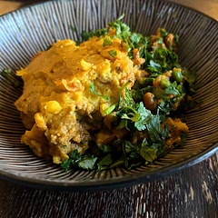 This was very tasty. We added a bit more of the spices than the recipe called for, and also added some fenugreek and spinach to the filling. Served with yogurt, lime pickle, and hot sauce 😋