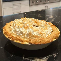 Made my own pie crust. Skipped the coconut extract and I used unsweetened shredded coconut and it was perfect! I find the coconut pudding part a little runny…