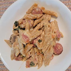 I used whole wheat penne to add more protein. I also added Italian seasoning. The whole family loved it!