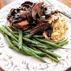 This was delicious!!  Do no skip the thyme or rosemary, add both!! I had some portabellos that needed to be used so I added them in. This made for a rich garlicky mushroom sauce that paired so well with the chicken. 