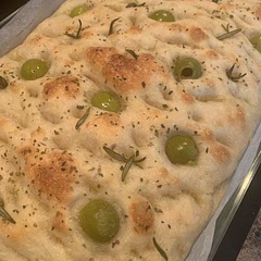 First attempt at focaccia and it was amazing. Easy, fun, and yummy. (In looking at other photos, I am thinking I needed to cook it longer. But it tasted amazing!)