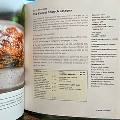 Add 1 lb of ground beef - brown w/ salt and pepper before adding to lasagna
Double spinach, closer to 2-3 cups - fresh not frozen
Rao's marinara - Costco size