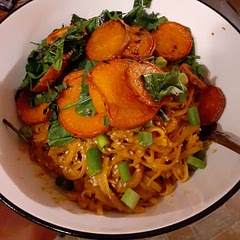 So so so good! I will use tamari next time to reduce saltiness of soy sauce. Sweet potatoes and wilted greens were like a treat in this meal.