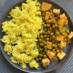 Didn’t add the mango powder, and also added some curry in the rice. Tastes delicious and isn’t very hard to prepare (took about one hour)