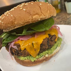 Delicious! The recipe made very large patties. They were a bit crumbly but the flavor was fantastic. I topped the burger with mashed avocado, cheddar cheese, pickled red onions, and spinach.