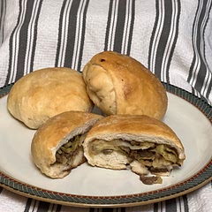 These took longer than I expected, but they’re delicious!  I did sprinkle some sea salt on before baking and then did another Lilith coat of butter when they came out of the oven. 