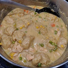 Wonderful recipe. I was worried because the broth seemed thin before putting the dumplings in, but they helped to thicken it. I might add less thyme next time, it was a bit overpowering for my tastes. But I loved the amount of pepper. I also added some frozen peas and corn to beef up the veggie aspect, but that's the only change I made. This recipe is a keeper.