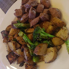 Added broccoli. Definitely needs more cook time on the potatoes but it tasted delightful!