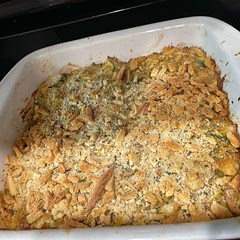 I seasoned and made my own chicken to shred (had extra breasts). Added additional seasonings to the mixture and used a 9x9.