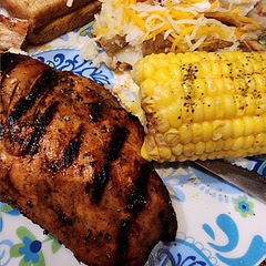 I didnt have Dijon or spicy brown mustard so I subbed with Rufus Teague's mustard bbq. This is the best grilled chicken I've ever tasted!