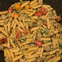 So quick and easy! We opted for sausage instead of chicken. Tastes amazing!