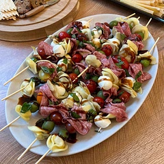 drizzled with olive oil, basil, and some balsamic glaze from trader joe’s. was a hit and fun to eat!