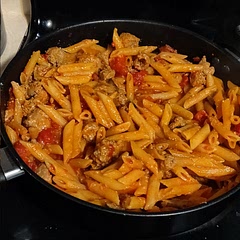 Turned out lovely! When reducing heat to cook pasta, don't go all the way to low.
