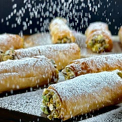 Please note:
* The filo tubes are best to eat at the same time you made them. They are super crispy. As longer you keep them as softer they will be.
* You can use aluminium foil instead of stainless steel cannoli tubes, just wrap the aluminium foil around your finger to create a tube.
