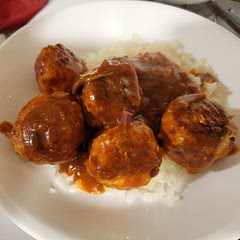 I used a mix of chicken and pork. The meatballs were moist and tender. When I added the liquid for the sauce, I made sure to break off the fond, and it brought out a good flavor. I will definitely make this again. 