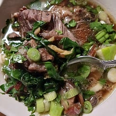 Delicious soup! Didn’t have enough beef broth so I improvised with soy sauce and water.