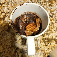 It's a bit messy but delicious! I added pecans and ice cream on it to give it a little more oomf. 