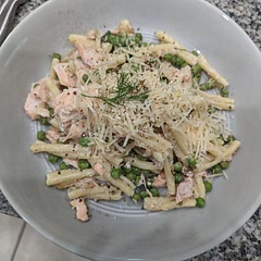 pretty good! baked the salmon and added it in later. 

subbed creme fraiche with cream cheese

used a different pasta, whatever we had on hand. 

I'd probably make it again!