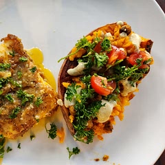 The sauce has a strong flavor, so I suggest to start with less on the potato and add more, if desired, after tasting. 