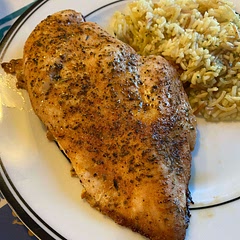 This recipe has turned me back onto chicken breast! I tenderized 3 large breasts, made extra seasoning and used a basting brush. Baked for 30 mins since they were thicker. Sweet, juicy, served with a side of rice and also delicious on a salad.