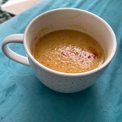 Blended it, was a very mild basic crofters thick veg base. i would add garlic to this and red pepper. Think it needs another layer of diced veg adding after. like red peper and peas and sweetcorn. Not a favourite of child making it.