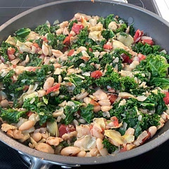 This one’s going into heavy rotation. Added a little red wine vinegar to brighten it up. (Omitted sun-dried tomatoes because wife doesn’t like them.)