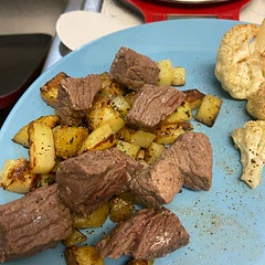 Without doubt I’ll cook the steak less next time but it was very good, potatoes were phenomenal
