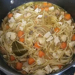 So good! I added a bit too much noodle, but I love the taste! I also seasoned the raw chicken before putting it in the pot to cook as well as seasoned the vegetables that were cooked first. Very flavorful!