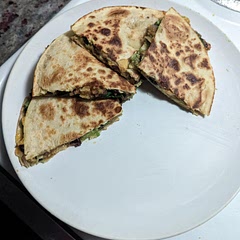 yummy but very hard to flip...I added crushed up tortilla chips and queso fresco. Do not skip the lime 💪

