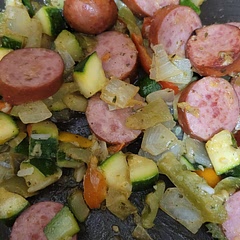 So delicious! Use smoked turkey sausage. I didn't have basil so just swapped basil and oregano for Italian seasoning. Served with jasmine rice. This is going to be a regular. 