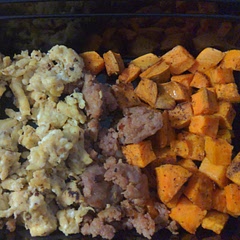 I used roasted sweet potatoes instead of hash browns! Great choice.