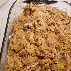 My first time making dressing. I added shredded chicken. Thanks a bunch!!!