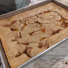 This has become a family favorite. This time we used peach pie filling. 