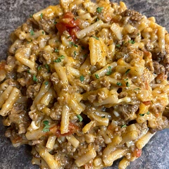 I used macaroni noodles and added chopped onion that I had leftover.