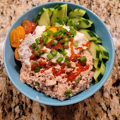 This recipe is essentially tuna fish over rice with veggies. We added a fried egg and some tomato to ours and it made it taste good, but this recipe isn't something our household will make again