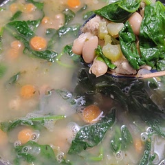 I didn't have any kale so I used spinach and I also added some chicken. I ended up blending 1/3 of the soup to make it creamier as the directions suggested. So good!