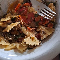 I cooked the herbs slightly,  added a few cubes of cheese and some parmesan, chili flakes and felt heated pepper.  Delicious!