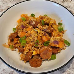 Left off the shrimp. Added bell peppers. Doubled the cajun seasoning. 