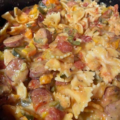 Delicious! I added some scallions at the end, also recommend  browning your sausage before adding onion, we used sweet onion since that’s what we had. Definitely will make again!