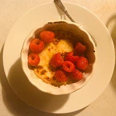 It was a quick recipe for leftover ricotta, I added a few tablespoons of flour and it helped to keep the structure better. I also added a drizzle of honey to the top.