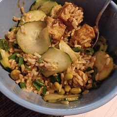 So good. I realized afterward I didn't have any avocado, and I doubled the cucumbers. I also added a little gojujang (sp?), BUT it's super delish! I mixed it up before I photographed, I am usually way better at plating and photography!